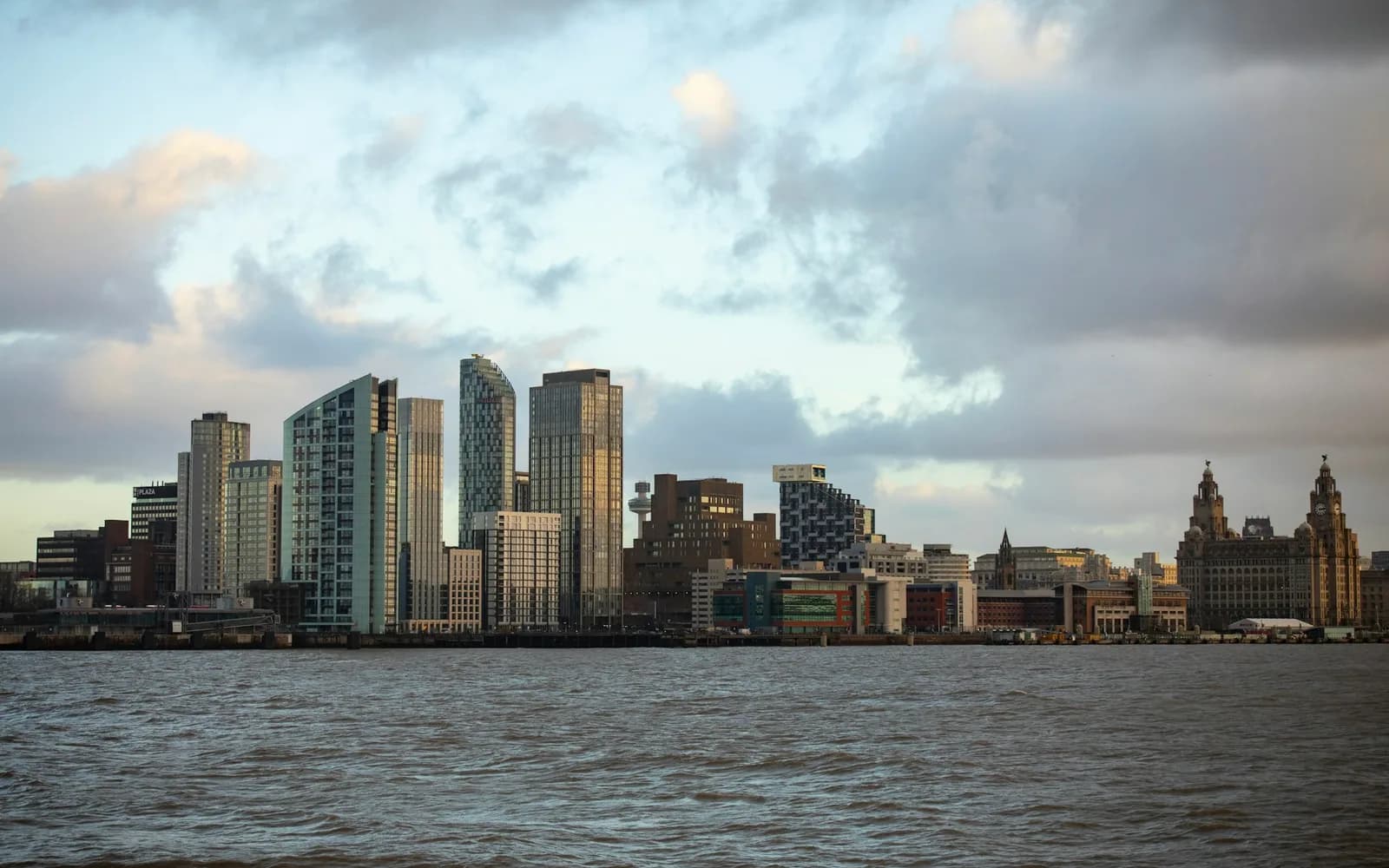 The Liverpool skyline in clear daytime light